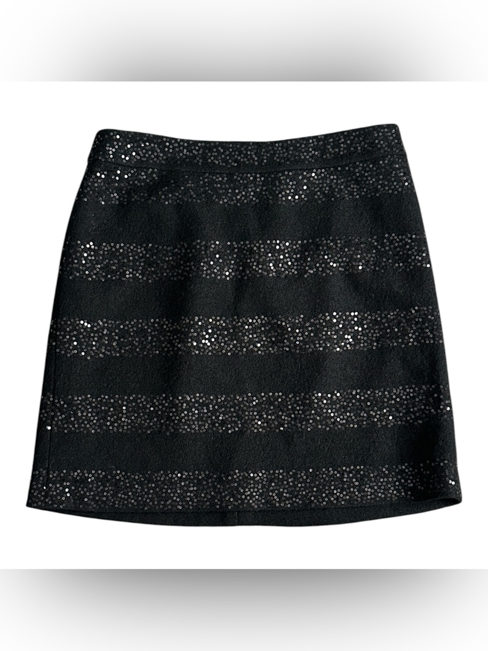 LOFT Black Sequin Striped Mini Skirt Size 6 NWT Holiday Party